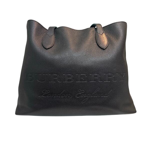 Auth. Burberry Remington Black Grainy Calfskin Leather Tote Bag Large - Picture 3 of 16